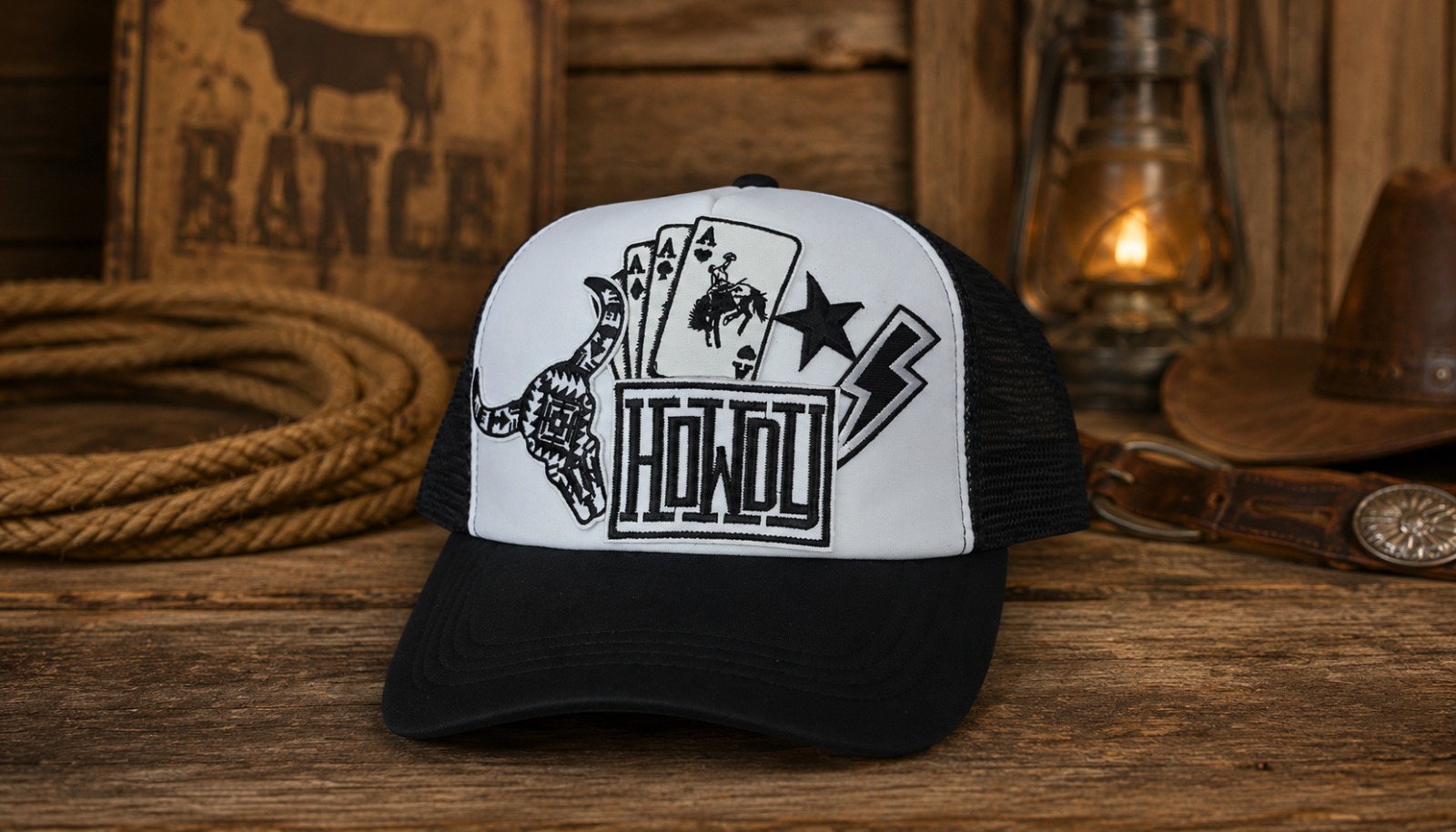 Black trucker hat