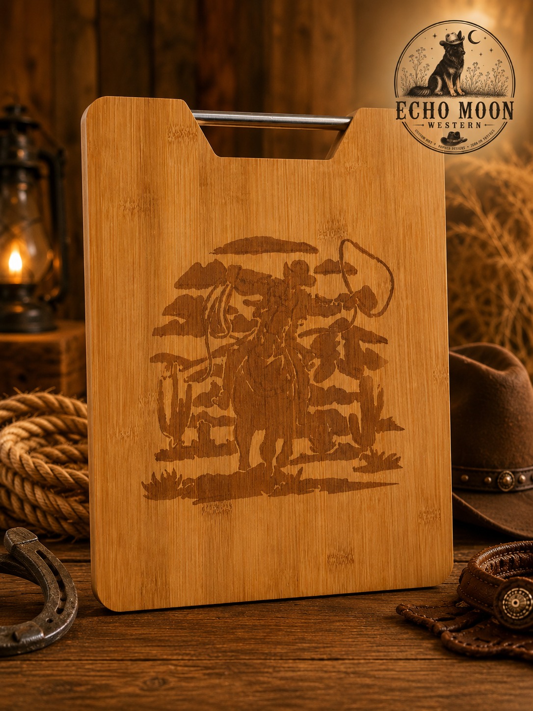 Cowboy on horse chopping board