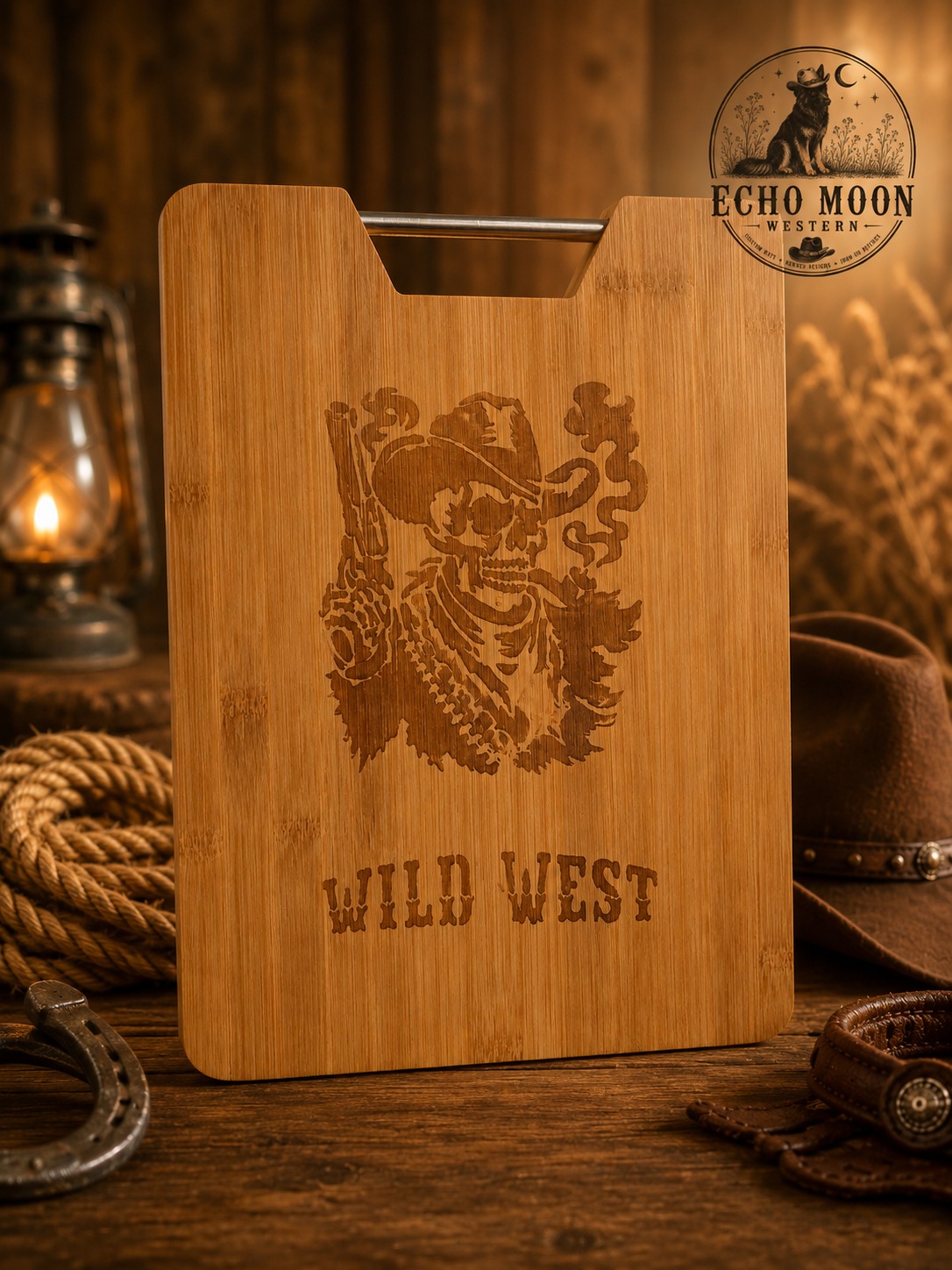 Skeleton cowboy chopping board