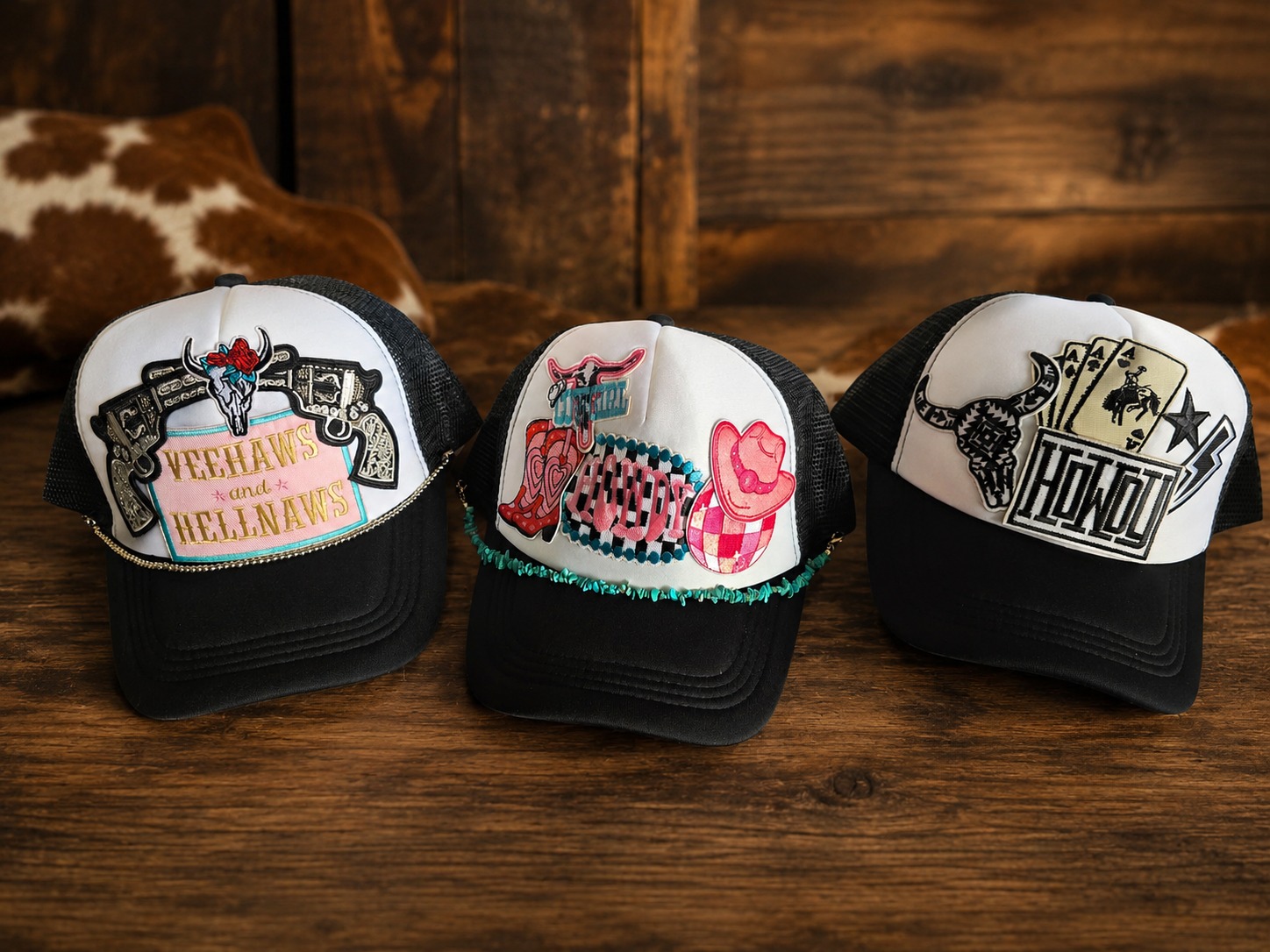 A selection of finished trucker hats