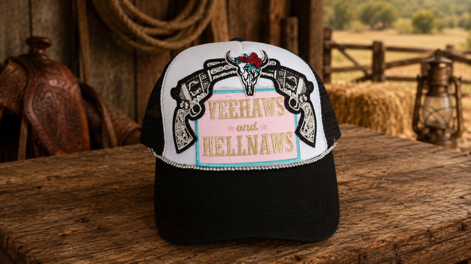 Yeehaws and Hellnaws trucker hat